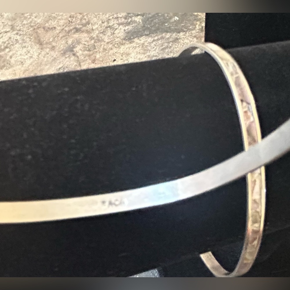 2 Silver Bangles With Alabaster From Acapulco 6” - image 7